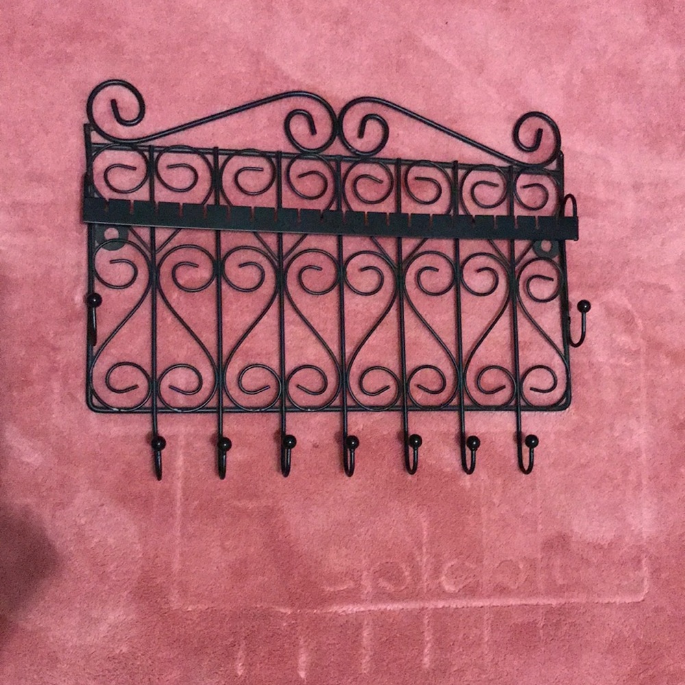 Black Wall-Hanging Jewelry Organizer for Earrings, Necklaces, and Bracelets